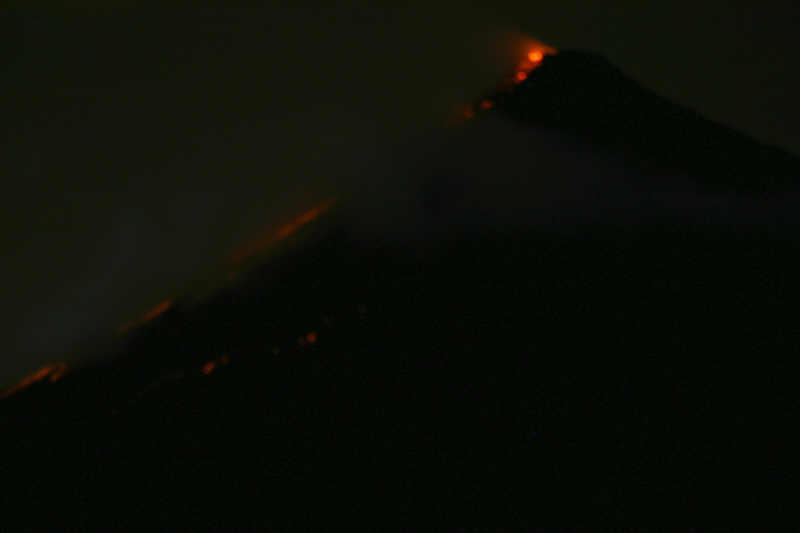 Arenal erupting at night