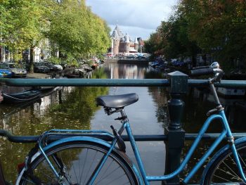 bike and a canal in Amsterdam