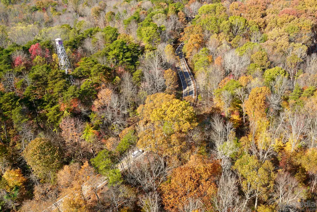 Hocking Hills aerial view autumn